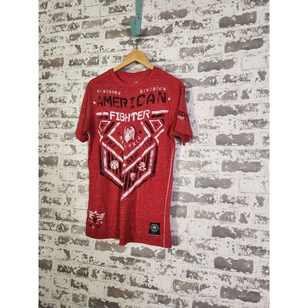 American Fighter Training Division Red Graphic Tee Men's Large Athletic Fit Y2K‎ - Picture 5 of 16